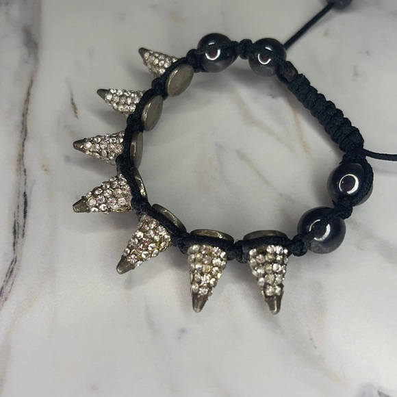 Spiked Shambhala Beaded Bracelet - Silver - Picture 2 of 4